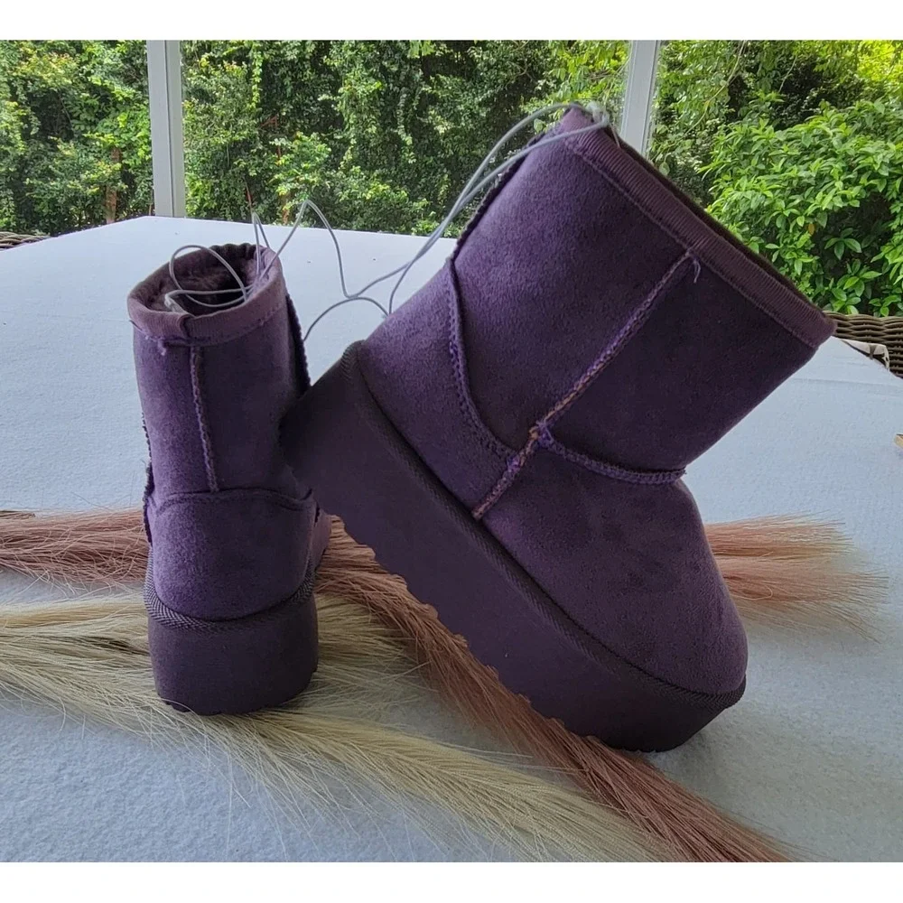 NWT Mudd Purple Faux Suede‎ Ankle Boots Booties Fur Lined Size 11 Girls Toddler